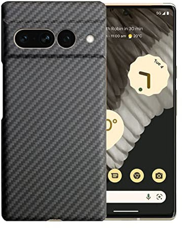 qichenlu Kugelsicher Aramidfaser Kamera Schutz-Schwarz Aramid Hülle für Google Pixel 7 Pro,Militärstandard Stoßfest Extrem Dünn Cover Case Hartschale für Google Pixel 7 Pro