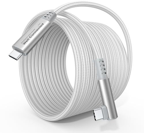 6AMGame 16Ft USB 3.0 VR Link Cable Cord for Meta Oculus Quest 2/1 Gaming PC Steam VR Headset USB C to USB C Virtual Reality Charger Cable 5Gbps Date Transfer Extension Charger Charging Cord