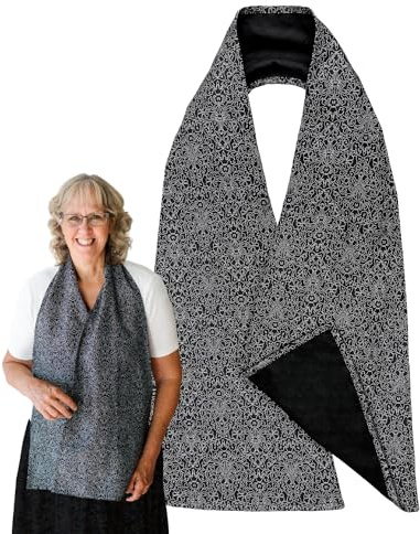 Wise Haven Adult Bibs for Women & Men, Reversible Black-White Dining Scarf