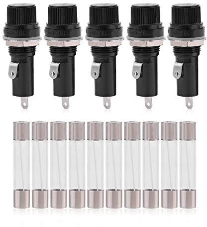 5 Stück Panel Mount Sicherung Halter, Elektrische Klemme Sicherung Halter für 6x30 Glas Sicherungen