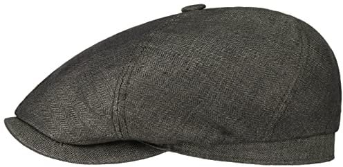 Stetson Brooklin Leinen Schirmmütze Damen Herren Fischgratmuster Ballonmütze Frühjahr Sommer anthrazit L (58-59 cm)