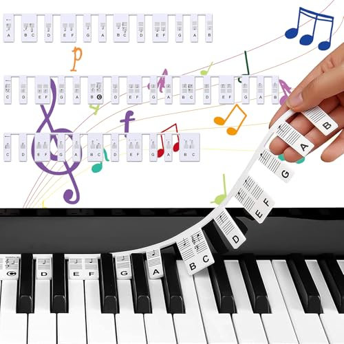 Norhogo 88 Tasten in voller Größe Silikon-Klaviertastatur Aufkleber, abnehmbare Piano Keyboard Note Etiketten für Anfänger und Kinder kommen, E-Piano, Upright Piano, Grand Piano