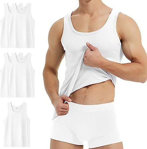 YouShow Canottiera Uomo Bianco Canotta 100% Cotone Pacco da 5 Canotto Palestra Estive 4XL