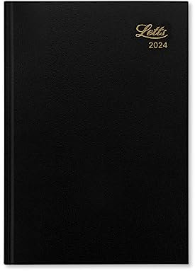 Letts Standard Terminplaner 2024, A5, zwei Tage pro Seite, Schwarz