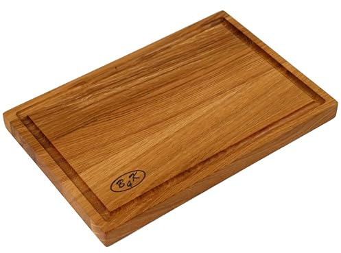 B4K® Oak Chopping Board, 30 x 20 cm, Handcrafted, Oak Wood, Kitchen Board, Brown