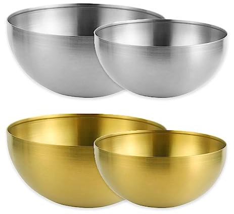 mixed24 Salatschüssel Set aus Edelstahl 15cm / 20cm Gold oder Silber (Gold, 2x 20cm)