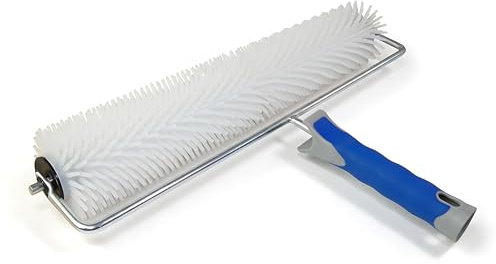 DEWEPRO® Rullo frangibolle Ø85x460 mm - Lunghezza dei chiodi 20 mm - Rullo per autolivellante - Rullo a bolle - Supporto Metallico Robusto con Manico Bi-Componente