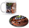 1 White Ceramic Mug Cup (11oz / 284ml) with 1 Round Wooden Cork Coaster Chocolate Cake Baking Chef Dessert Matching Set for Coffee Tea Drinks Kitchen #50512