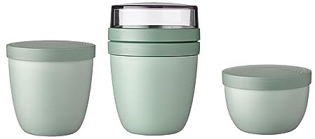 Mepal - 3-tlg. Snackpot - Lunchpot Starter-Set Ellipse - Praktischer Behälter zur Aufbewahrung & für Transport von Lebensmittel - Tiefkühltauglich - Spülmachinenfest - Nordic Sage