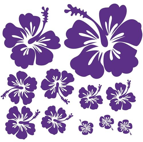 Finest Folia K165 - Adhesivo decorativo para tapa de inodoro, diseño de hibisco (10 unidades, color morado claro)