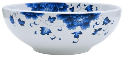 vidaXL Aufsatzwaschbecken weiß und blau rund Φ41x14cm Keramik