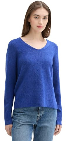 Tom Tailor Denim Damen 1043316 Cosy Strickpullover mit V-Ausschnitt