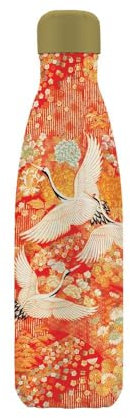 Museums & Galleries Insulated Drinks Bottle - V&A Design - Artistic Kimono Cranes Japanese Design - 500ml Stainless Steel Bottle