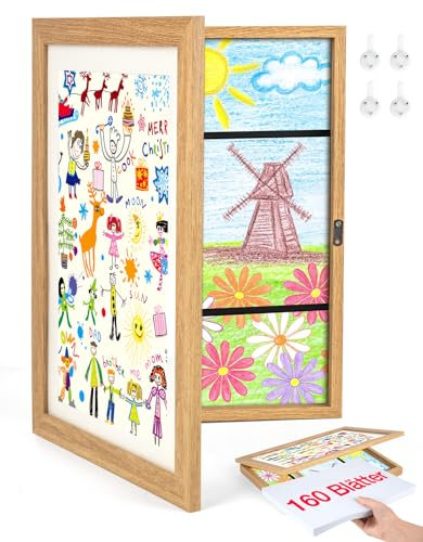 Joyshare A4 Bilderrahmen Kinderzeichnungen holz - Bilderrahmen Wechseln Kinderzeichnungen 24x33x3 cm holz eiche 1 Stück