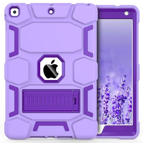 CCMAO Custodia per iPad di 9a generazione, custodia per iPad 8a/7a generazione, iPad 10,2 pollici 2021/2020/2019, custodia protettiva antiurto resistente con cavalletto per ragazze e donne, viola