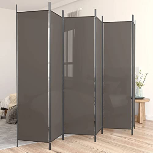 Büro-Trennwand Arbeitszimmer-Trennwand Sichtschutzwand 6-TLG. Paravent Anthrazit 300x200 cm Stoff Geeignet für Esszimmer, Büro, Wohnzimmer, Arbeitszimmer