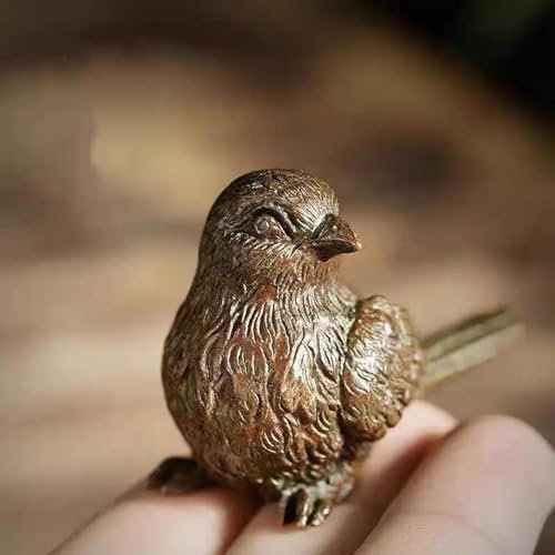 KUNGZUNMOLDS Messing-Figuren, Heimdekoration, 5 x 3,5 cm, Spatzenstatue, Metall, Messing, für Tee, Haustier, Heimdekoration, Retro-Vogel, Tierfiguren, Miniaturen, Handwerk, Vintage