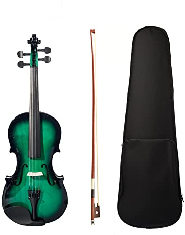 Geige 4/4 3/4 1/2 1/4 1/8 Größe Violine Student Violine Chin Rest Anfänger W/Bogengehäuse Grün/Weiß Violine (Color : 3-4)