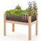 GOPLUS Carré Potager sur Pieds avec Panneau Acrylique, Lit de Jardin Surélevé en Bois de Sapin, Trous de Drainage, Plates-Bandes Mobiles, pour légumes, Fruits, Fleurs,100x59x77cm