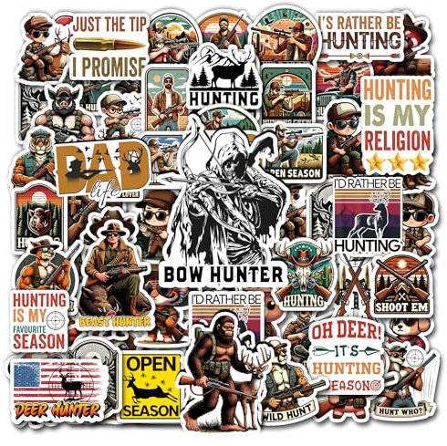 BIGZORO 50 Stück Go Hunting Aufkleber, Druck, Outdoor-Thema, wasserdicht, Vinyl-Aufkleber für Männer, Jungen, Teenager, Erwachsene, Dekorationen, Laptop, Handyhülle, Auto, Wasserflasche, Helm,