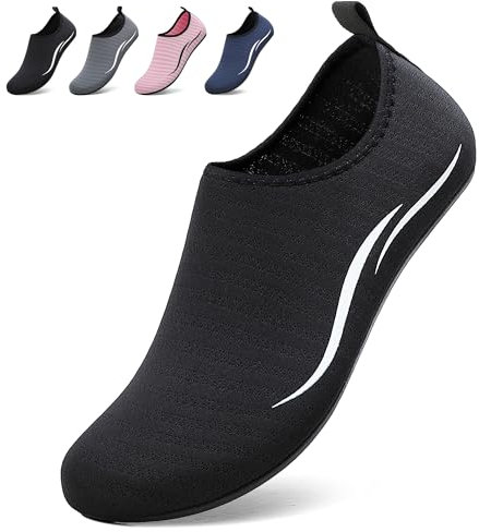 BARFULKER Schwimmschuhe Badeschuhe Damen Herren - Schnell Trocknend Wasserschuhe Leicht Strandschuhe Surfschuhe für Männer Frauen, Aquaschuhe für Pool Beach Yoga, Schwarz, 37 EU