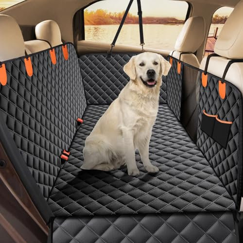 JOEJOY Housses de Siège d'auto pour Chien Protection Voiture Chien Protege Banquette Arrière avec Fenêtre en Maille Visible et Pochette de Rangement et Harnais pour Chien Noir