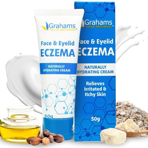 Grahams Natural Face & Eyelid Ekzem Creme - Pflege für trockene, empfindliche & zu Ekzemen neigende Haut - Mit kolloidalem Hafer - Kortisonfrei & hypoallergen, 50 g