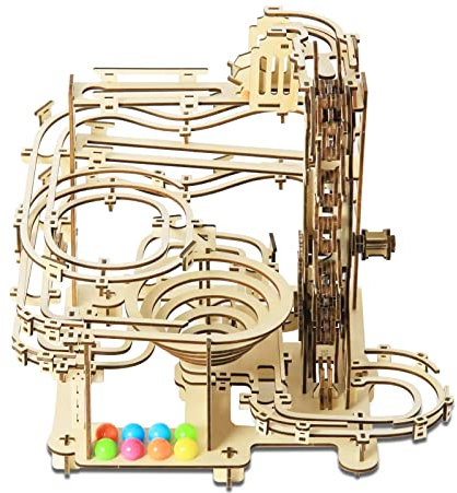 Hallisun 3D Holzpuzzle für Erwachsene, Murmelbahn Holzkonstruktionsmodellbausatz, Achterbahn DIY Zusammenbau Mechanisches Set Spielzeug, Heimdekoration, Weihnachts und Geburtstagsgeschenk, 335 Teile
