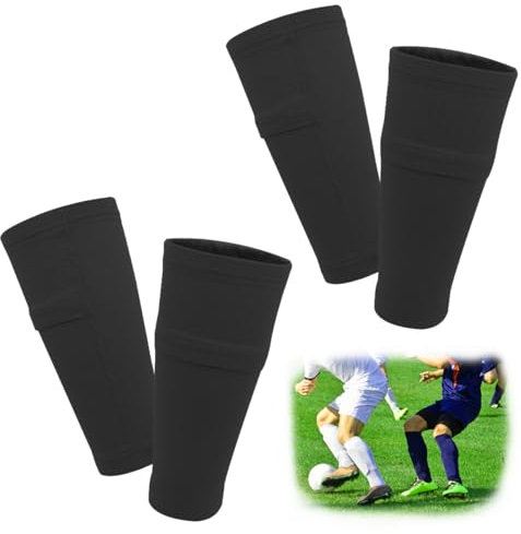 FIBOGOUP 2 Paar Schienbeinschoner Halter Kinder Herren,Stutzen mit Optimierter Einstecktasche,Fußball Schienbeinschoner Sleeves Socken,Atmungsaktiv-rutschhemmend-stabil (Größe L,160+cm)