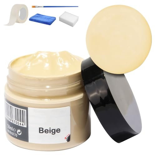 Leder Reparatur Set Schwarz, 75g g Kunstleder Reparatur Set, Leder Rückfärbebalsam für Sofas, Möbel, Lederschuhe, Ledercouch Farbe (Beige)