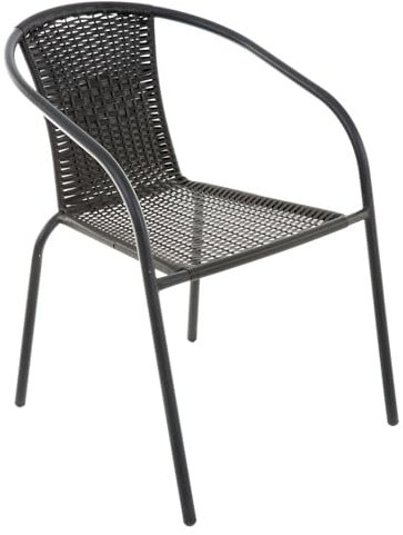 PATIO Gartenstuhl stapelbar Polyrattan Bistro Plus Stapelstuhl Balkonstuhl Metallrahmen pulverbeschichtet 1 Stuhl schwarz