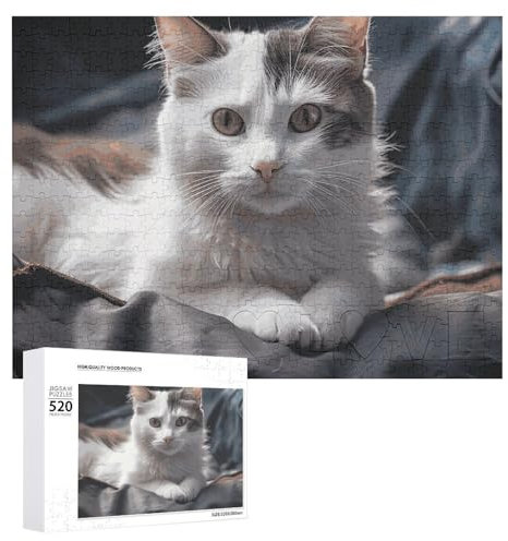 Puzzle für Erwachsene, Katze auf Matratze, Puzzle mit Buchstaben auf der Rückseite, herausforderndes Spiel, personalisiertes Puzzle, perfekt für Puzzle-Enthusiasten