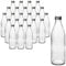 gouveo Lot de 24 bouteilles en verre 330 ml Rétro – Verre transparent de qualité supérieure avec bouchon à vis PP28 (argenté) – Idéal pour boissons, huiles, liqueurs et conservation (SFR330S)