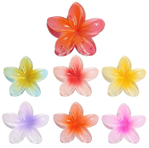 7 Pince Cheveux Fleur Hawaienne, Barrette Fleur, Pince Fleur De Tiaré, Pince Hibiscus, Flower Hair Clip Claw Clip Flower, Pinces À Cheveux Fleur Pour Femmes