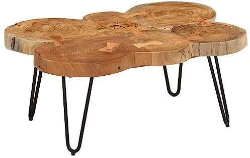 Table basse 36 cm 6 troncs en bois d'acacia massif