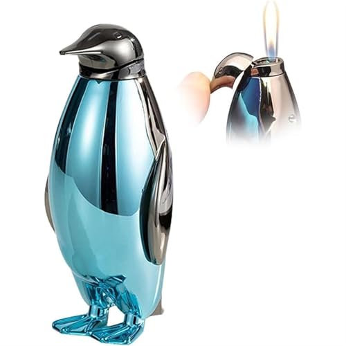 Pinguin-Butan-Metallfeuerzeug, winddichtes Feuerzeug, tragbares Feuerzeug mit weicher Flamme, wiederverwendbares Feuerzeug mit einstellbarer Flamme, geeignet for Outdoor, Kerze, Grill, Männergeschenk(