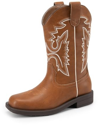 DREAM PAIRS Stivali da Cowboy per Bambini e Bambine,Marrone,36