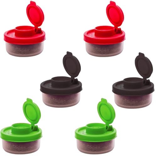 TianChgWei 6Pcs Mini Empty Plastic Seasonings Jar Portable Small Mini Salt Shaker Lightweight Food Spice Storage Container Outdoors Kitchen Travel Spice Set for Home, Camping, Picnics