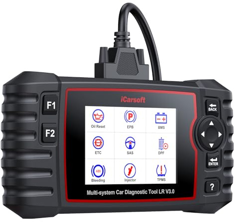 iCarsoft Car Diagnostic Tool LR V3.0, Full System OBD2 Scanner for Land Rover/Jaguar, 42 Service Function, Bi-Directional Control, Battery Test, Oil/BLD/EPB/SAS/BMS/ETC/INJ/DPF/TPMS, Lifetime Update