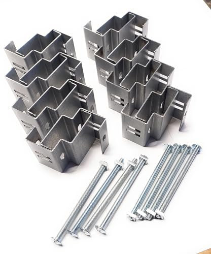 POSTFIX ® 4 X 5 Slotted Concrete Fence Post Brackets to Fit 4 x 5 Posts - ***Pack of 8*** - Fix Anything to Concrete Posts Just Clamp On - NO Drilling!