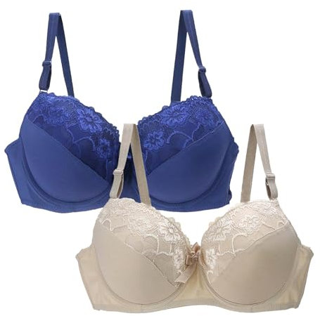 DFSDJEUW lace Strapless Bra 2 Pack Bras for Women Plus Size Push Up Underwire Comfort Wireless Seamless Multipack Bralette Sexy Padded Lace Bras Soft Full Coverage Outlet Clearance UK Purple 36C