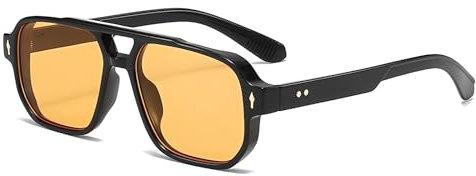 DabbOo Gafas de Sol Retro de Moda Sol Polarizadas Mujer Gafas de Aviador Vintage Hombres Mujeres de con Montura Cuadrada y Doble Puente Adecuado Para Viajes en Coche Fiestas en la Playa