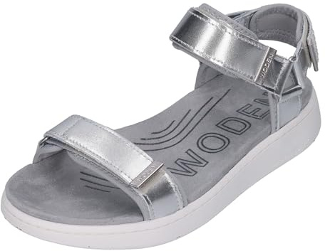 Woden Damenschuhe Sandalen - LINE METALLIC WL714 - silver, Größe:40 EU