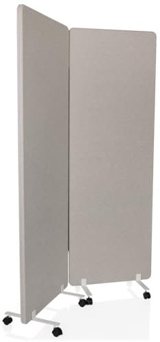 hjh OFFICE Mobile Akustik Trennwand 2er Set 177 x 60 cm FLEXMIUT 1 Stoff Raumteiler mit Rollen & Gleiter, Grau