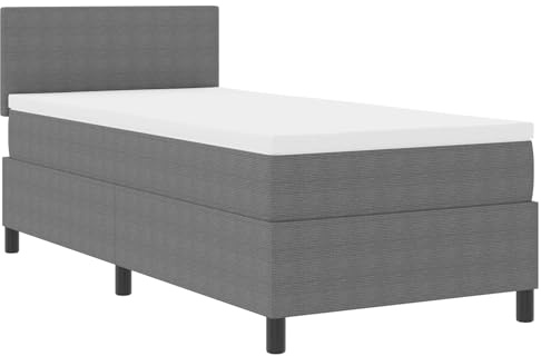 vidaXL Boxspringbett Hellgrau und Weiß 203 x 80 x 88 cm Cordstoff, Komfortable Bettgestell, modernes Schlafzimmer, höhenverstellbar, Schaum-Matratze, Urbane Möbel, Schlaflösungen