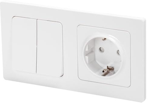 Enchufe schuko - enchufe con 2 interruptores de 2 vías, diseño compacto, permite controlar múltiples dispositivos de forma eficiente.*