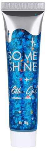 AYBUY Purpurina Cara Gel, 18g Festival Gel Purpurina Liquida Corporal, Gel Chunky Glitter Corporal para Carnaval, Festival, Mascarada y Maquillaje de Fiesta (Azul)