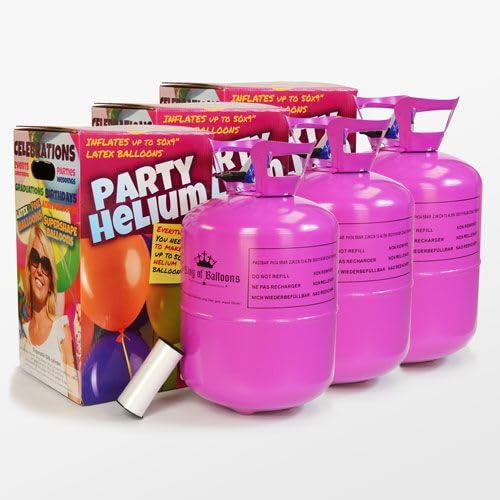 Pack Ahorro Helio TRIPLE Maxi 150, 3 Bombona de Helio para 50 Globos, Cinta para globos incluida