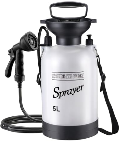 SHITOOMFE Tragbare Dusche, tragbare Campingdusche, 5L mit 10 Modi Sprayer Head und 9, 84 -Fuß -Schlauch für Garten Picknick -Wanderwanderung Auto Reinigung