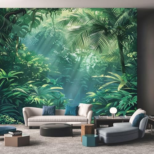 Générique Papier Peint Panoramique Forêt Tropical, Papier Peint Jungle Tropical Paysage Fond pour Chambre Wallpaper, Fresque Murale pour Salon Salle Deco Murale, 100x70cm D&O23